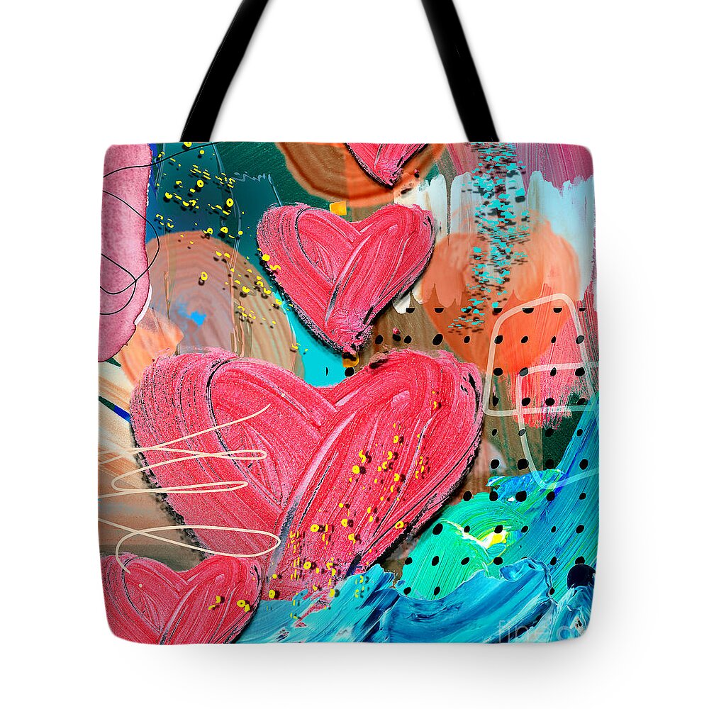 Heart Tote Bag featuring the digital art Hearts Rising by Tina Mitchell