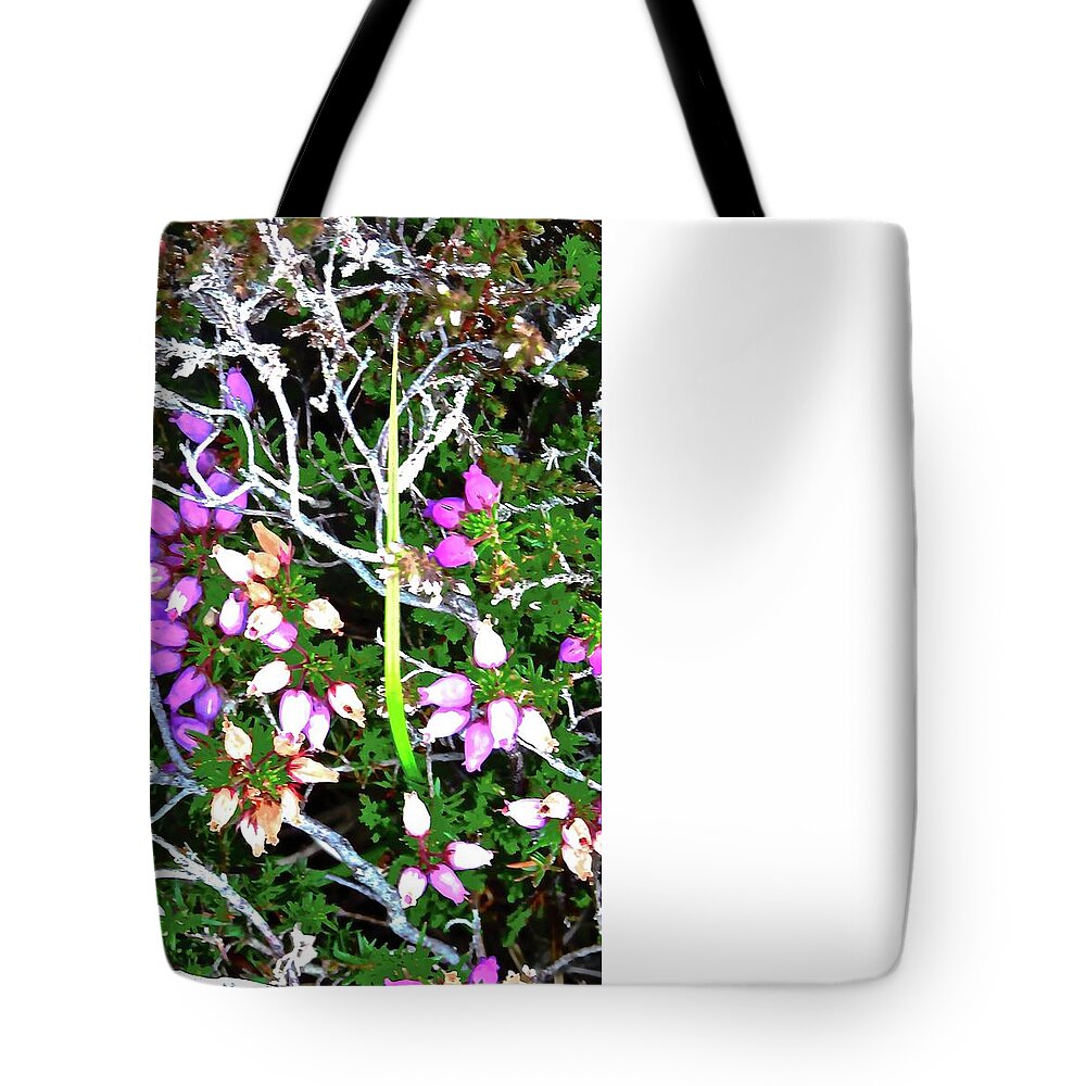 Heather Tote Bag featuring the photograph Heather on the rocks by Stephanie Moore