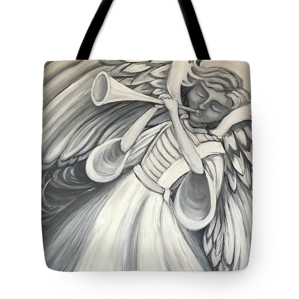 Angel Tote Bag featuring the painting Heavenly Herald by Jeanette Jarmon
