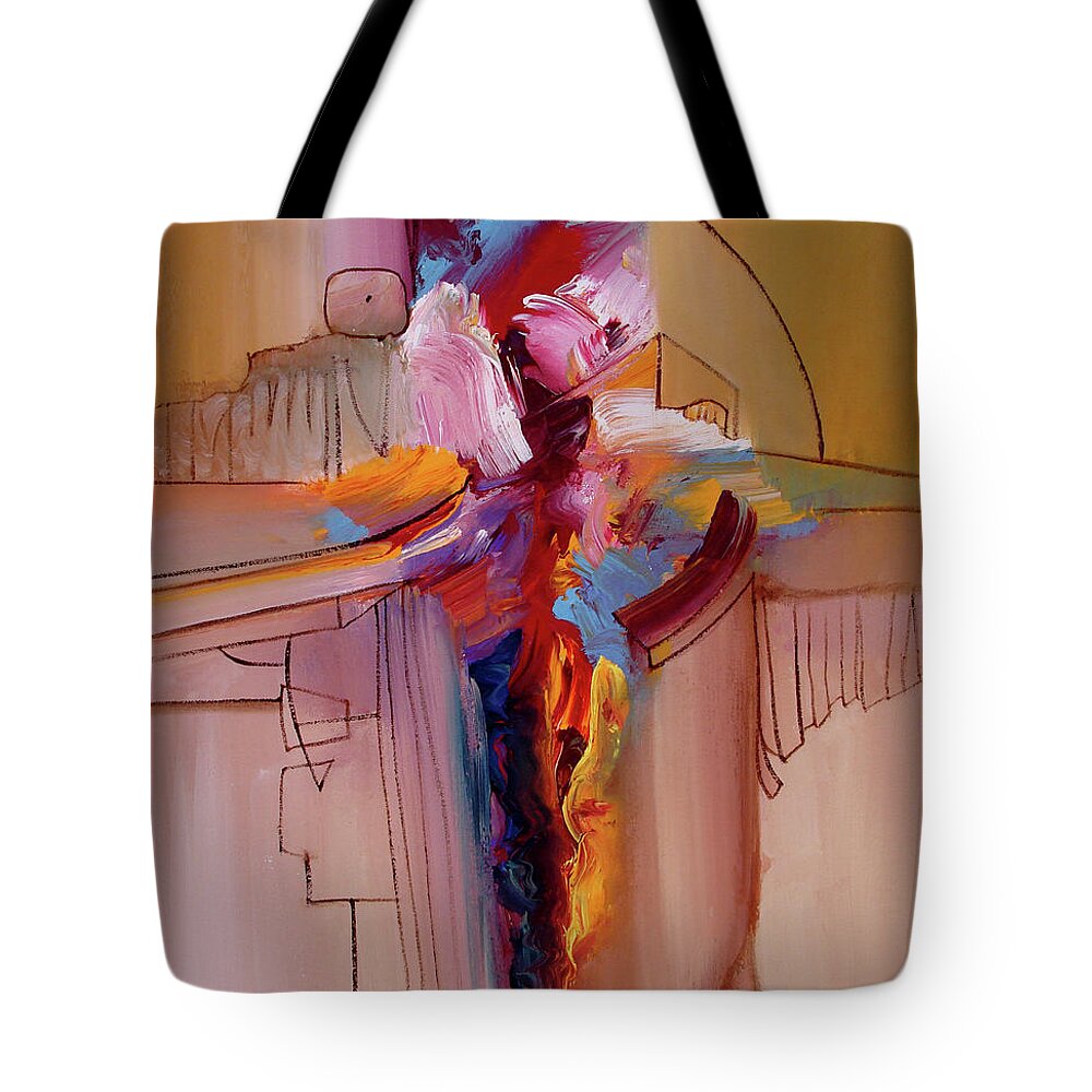 Abstract Tote Bag featuring the painting Heavy On Light by Jim Stallings