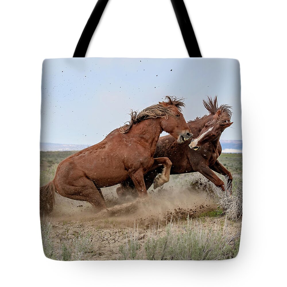 Wild Mustangs Tote Bag featuring the photograph Heavy Weights #1 by Mindy Musick King