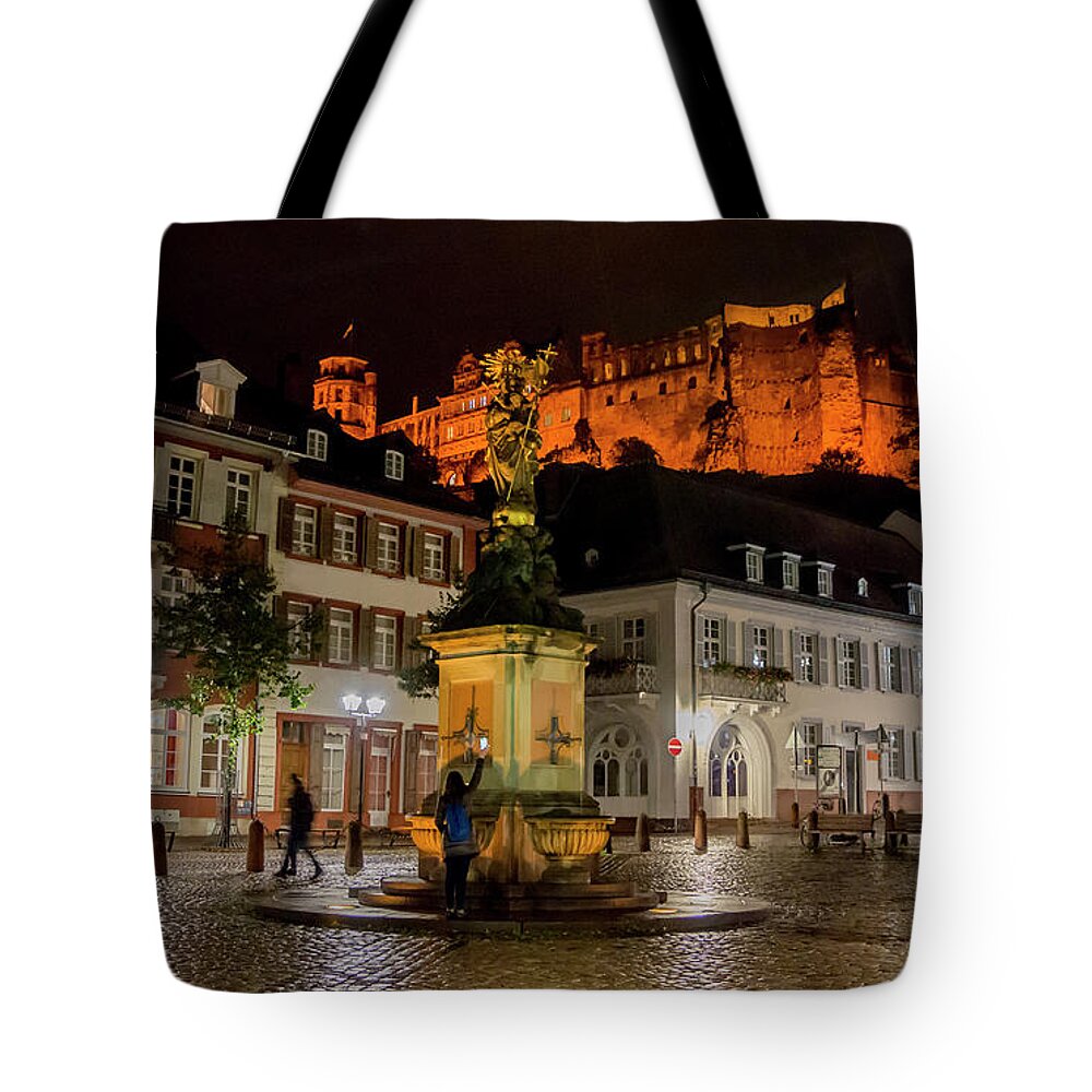 Heidelberg Tote Bag featuring the photograph Heidelberg Square, Castle Ruins by WAZgriffin Digital