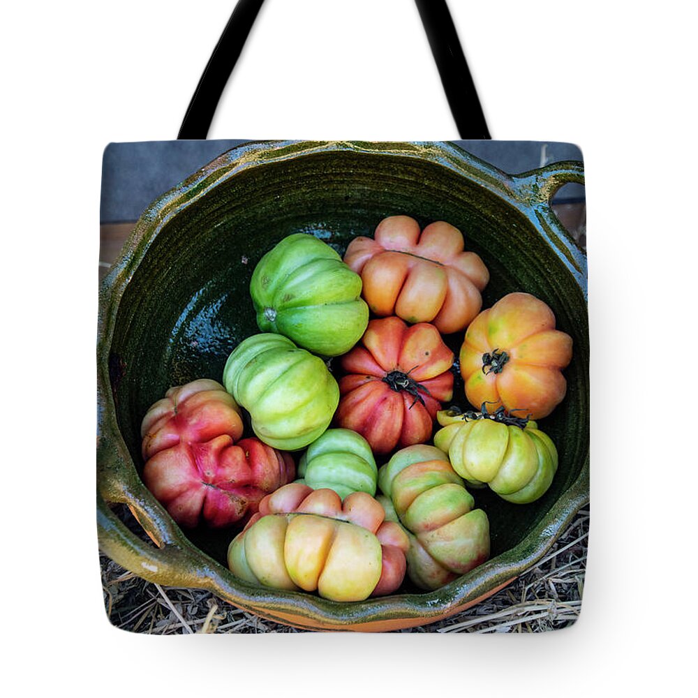 Heirloom Tomatoes Tote Bag featuring the photograph Heirloom Tomatoes by William Scott Koenig