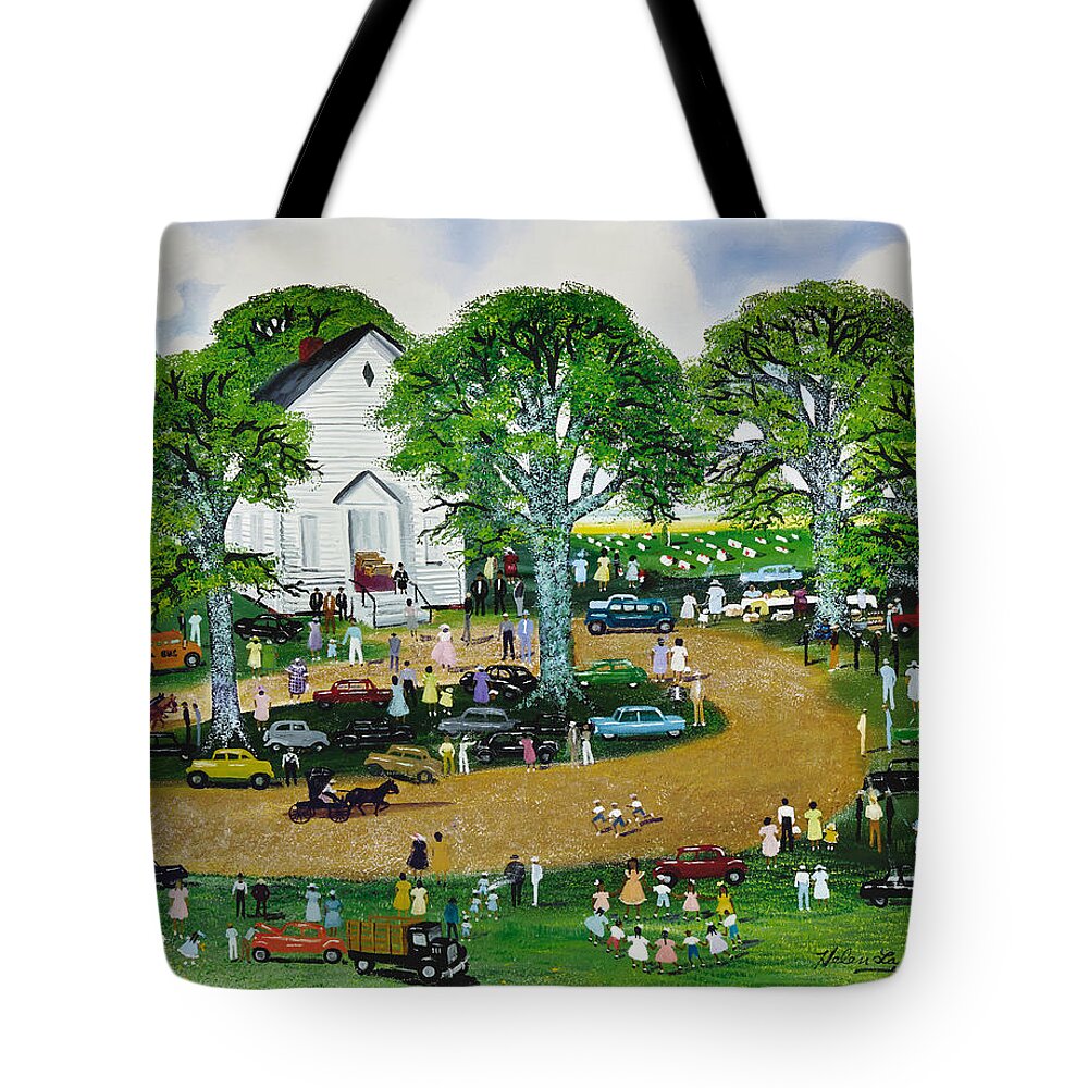 Helen Lafrance Church Fair Tote Bag featuring the painting Helen LaFrance Church Fair by MotionAge Designs