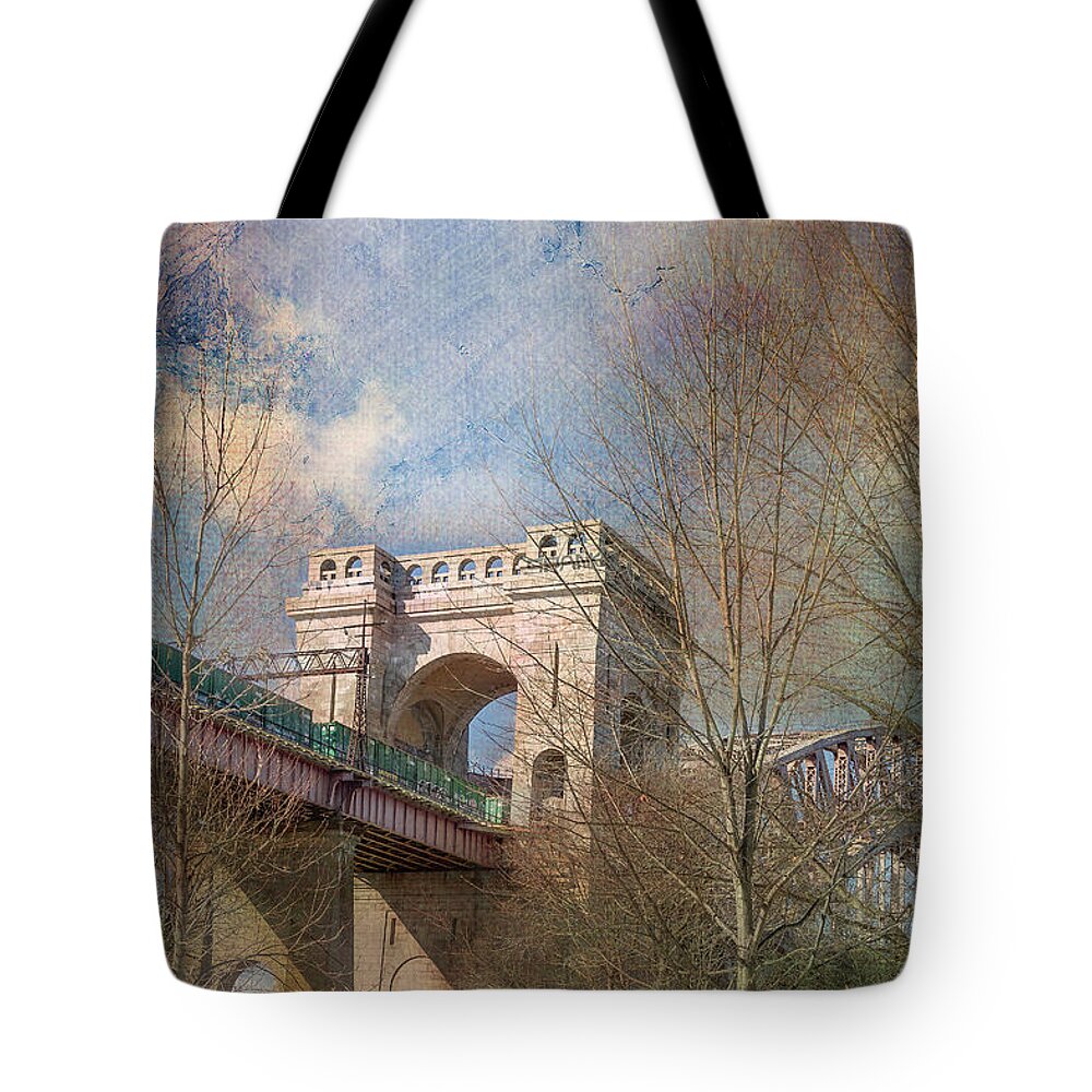 Hell Gate Bridge Tote Bag featuring the photograph Hell Gate Bridge in Pastels by Cate Franklyn