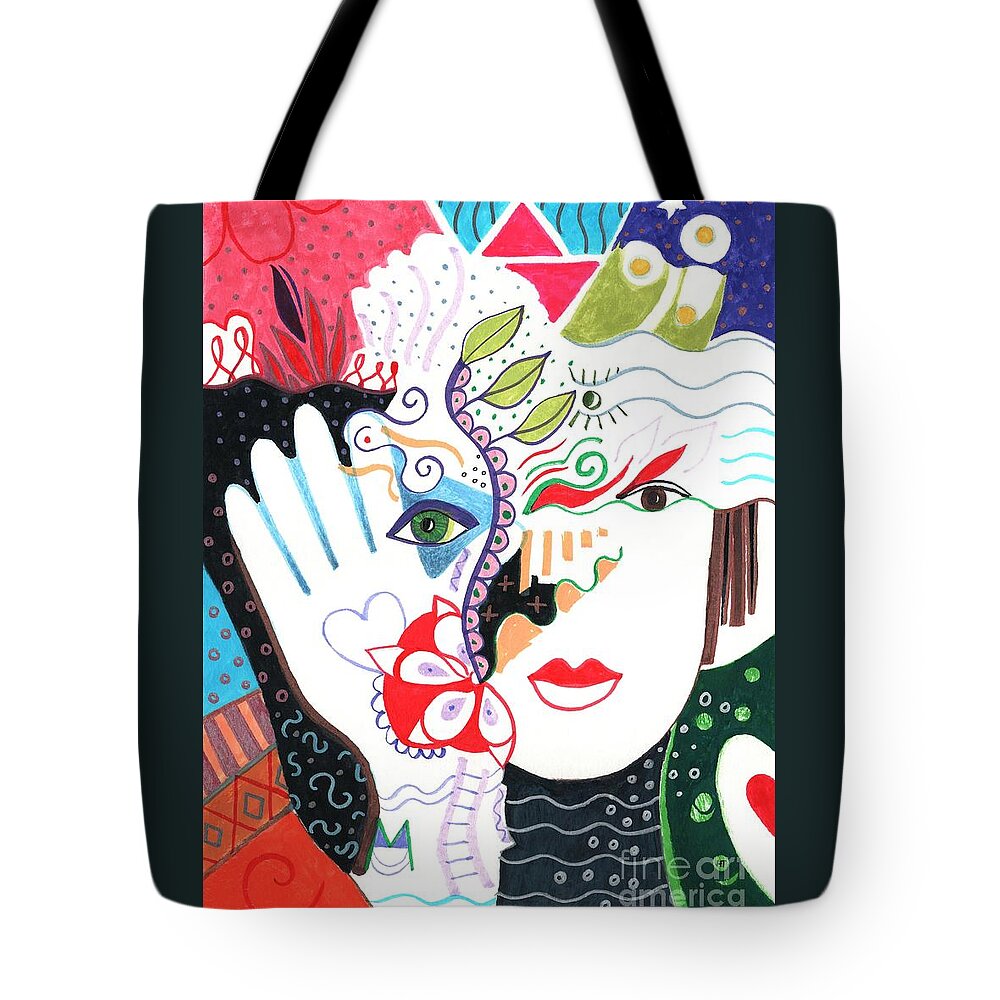 Hello By Helena Tiainen Tote Bag featuring the drawing Hello by Helena Tiainen