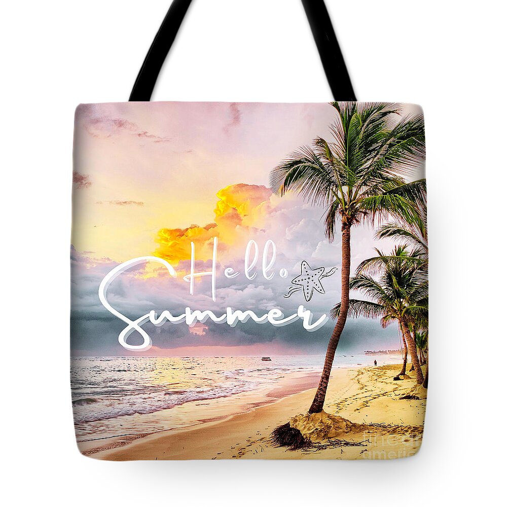 Summer Tote Bag featuring the digital art Hello Summer by Tina Mitchell
