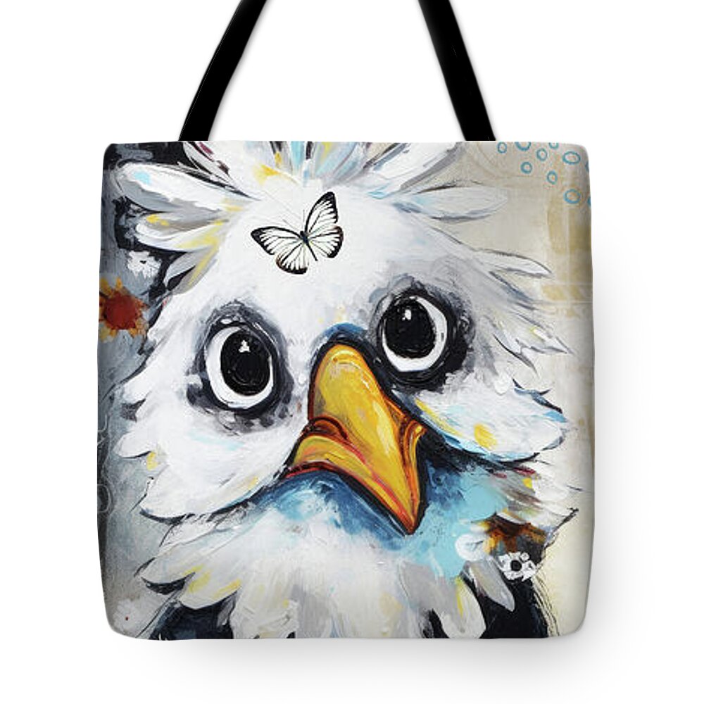 Chickens Tote Bag featuring the painting Henny Penny by Tina LeCour