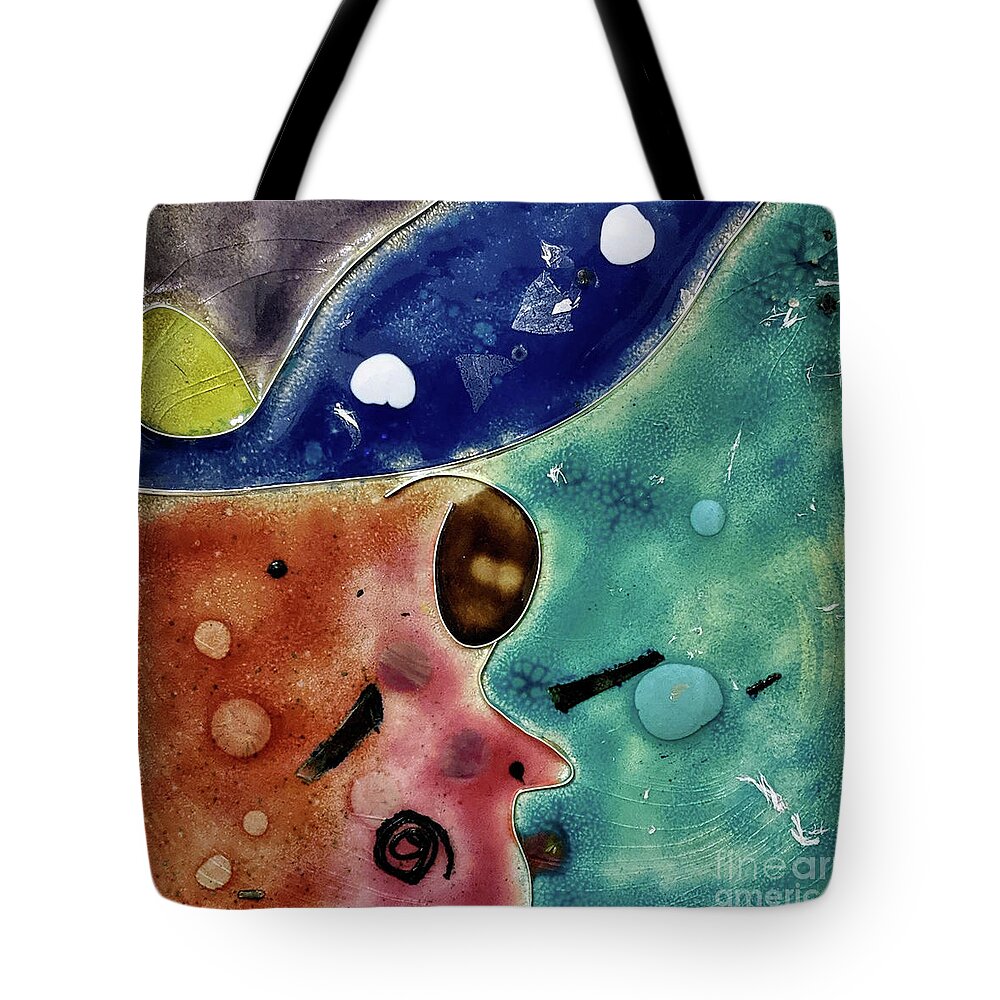 Abstract Tote Bag featuring the glass art Her Cosmic Dream by Bentley Davis