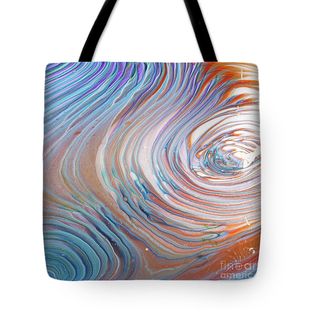 Abstract Tote Bag featuring the digital art Here And There - Colorful Abstract Contemporary Acrylic Painting by Sambel Pedes