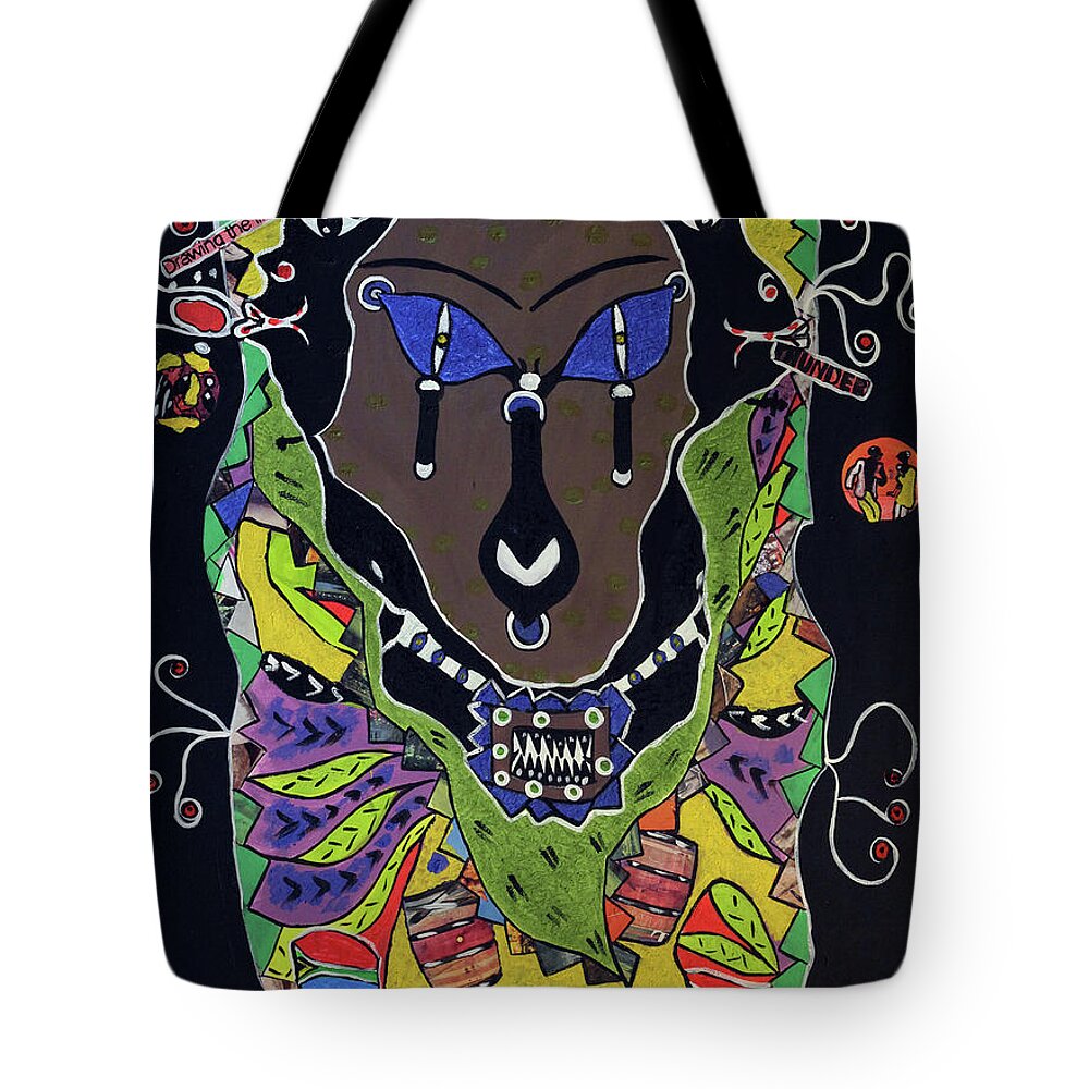 Soweto Tote Bag featuring the painting Here I Am by Nkuly Sibeko