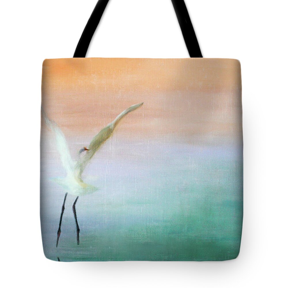 Heron Tote Bag featuring the painting Heron Landing by Tracy Hutchinson