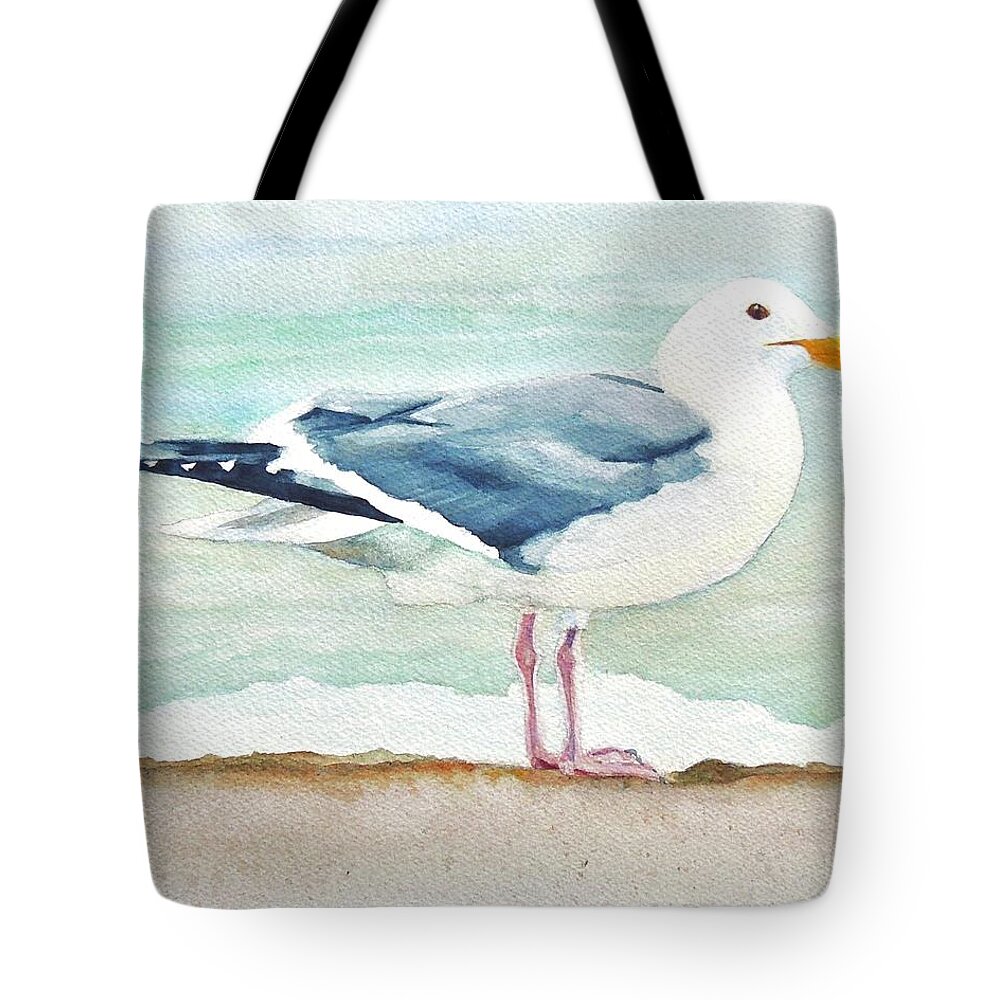 Seagull Tote Bag featuring the painting Herring Seagull by Patty Kay Hall