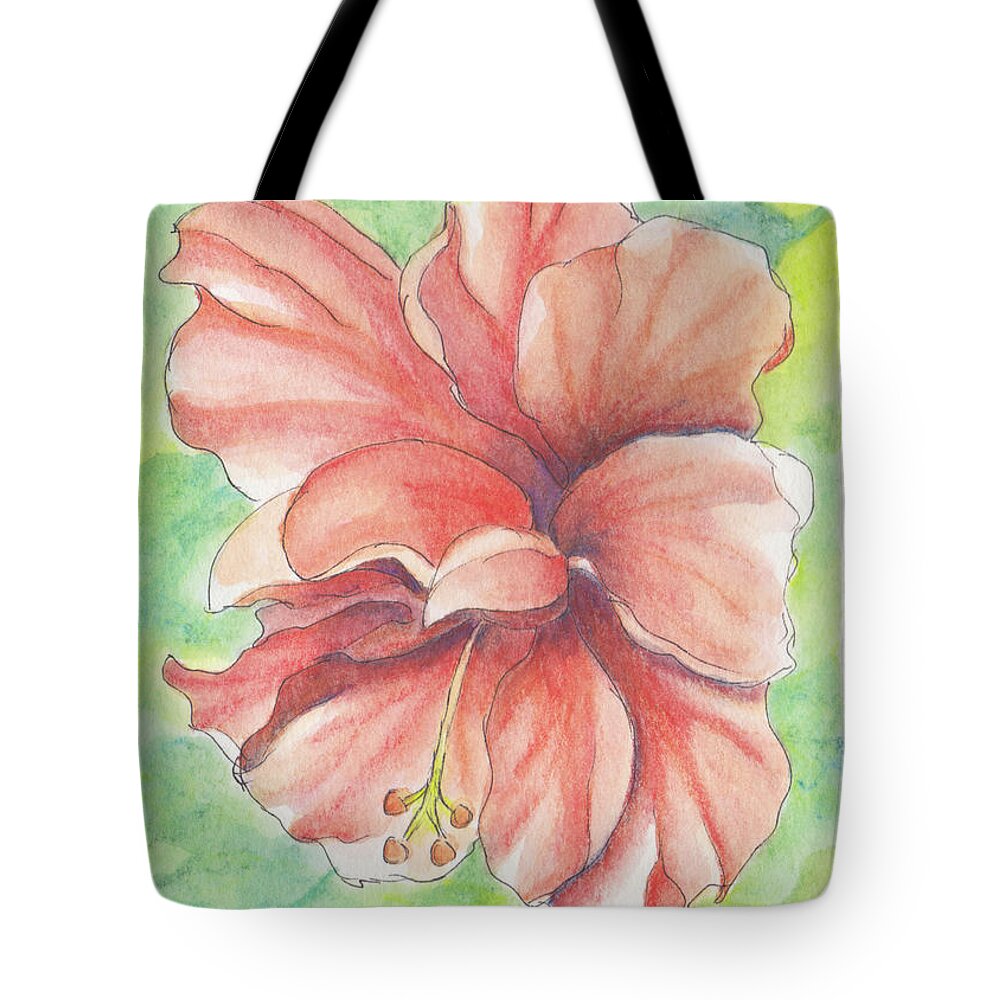 Hibiscus Tote Bag featuring the painting Hibiscus for Peggy by Anne Katzeff