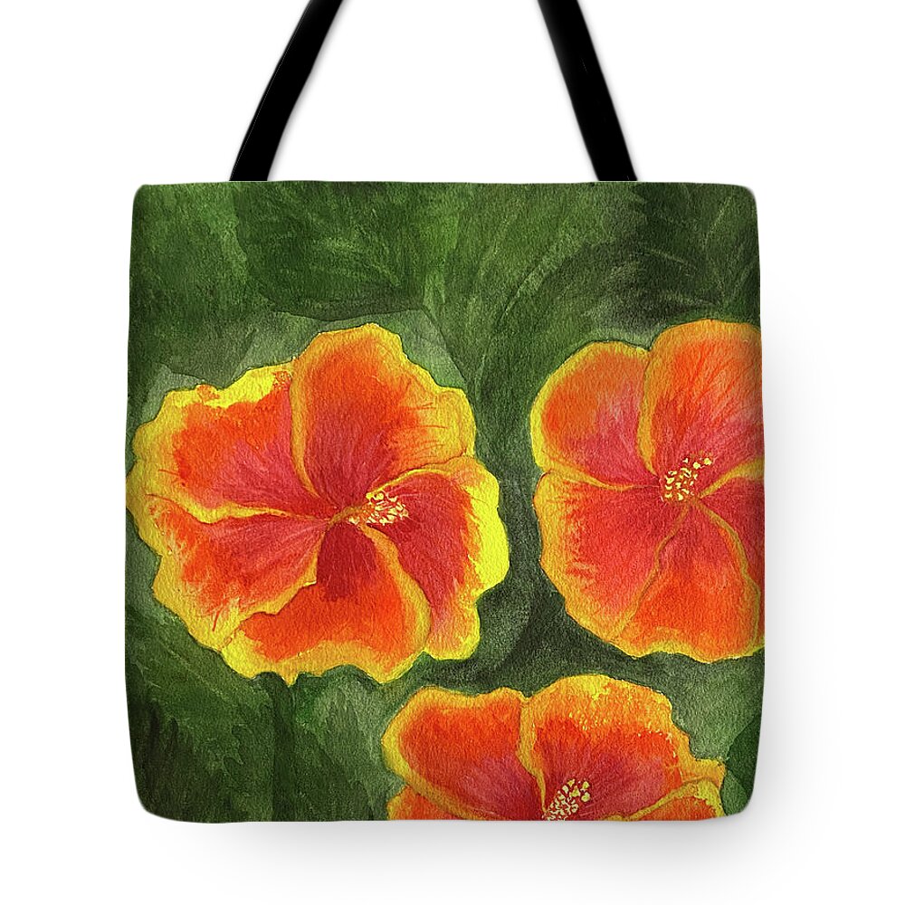 Hibiscus Tote Bag featuring the painting Hibiscus Three by Lisa Neuman
