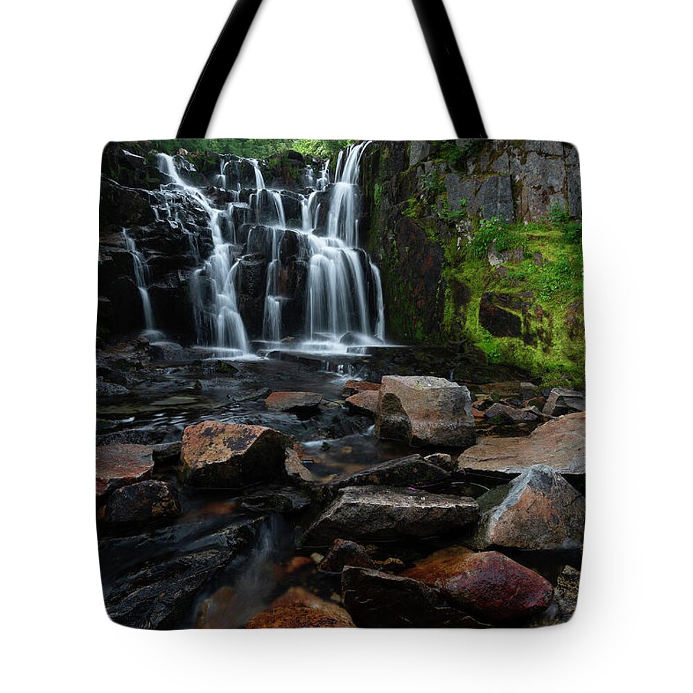 Waterfalls Tote Bag featuring the photograph Hidden Falls by Larry Marshall