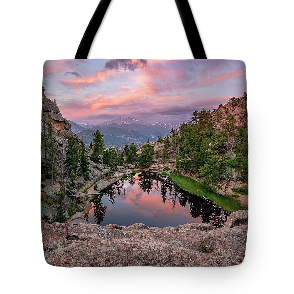 Longs Peak Tote Bag featuring the photograph Hidden Gem Sunrise by Aaron Spong
