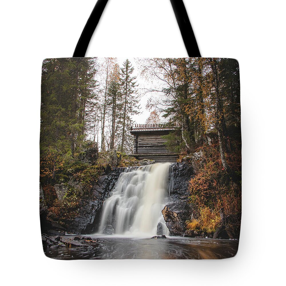 Komulanköngäs Tote Bag featuring the photograph Hidden Komulankongas waterfall by Vaclav Sonnek