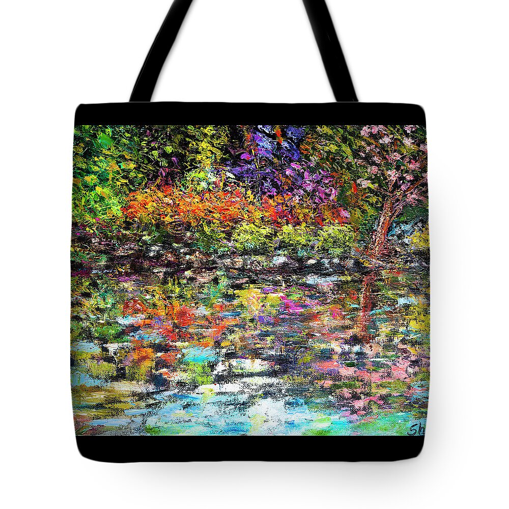 Hidden Peace Painting Tote Bag featuring the painting Hidden Peace by Sher Nasser Artist