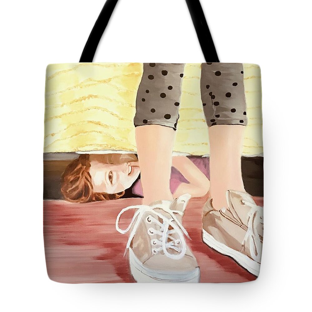 Original Art Work Tote Bag featuring the painting Hide and Seek by Theresa Honeycheck