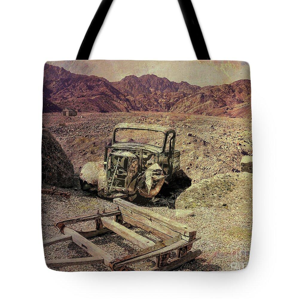 Old Colorado Car Tote Bag featuring the digital art High Desert Breakdown by Deb Nakano
