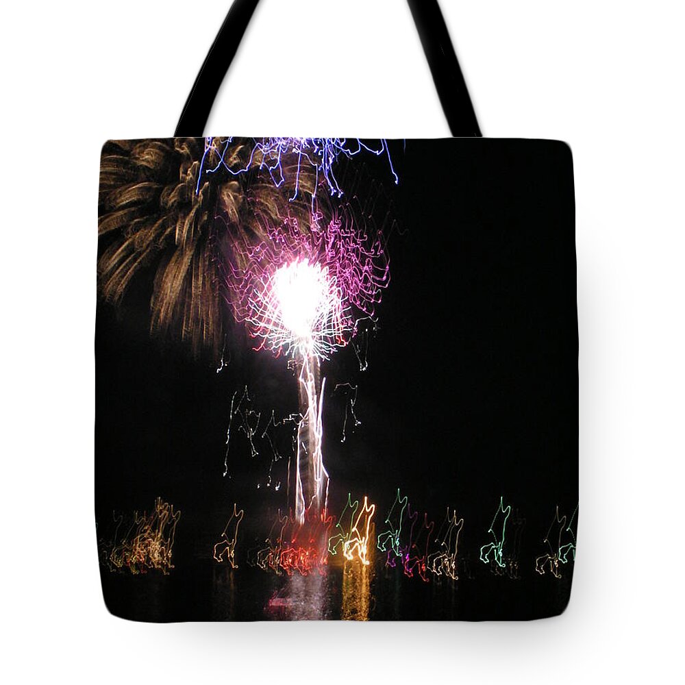 Fireworks Tote Bag featuring the photograph High Rock Fireworks by Heather E Harman