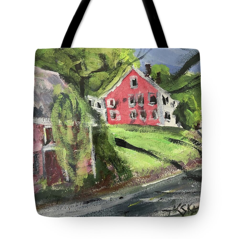 New England Tote Bag featuring the painting High Street by Cyndie Katz
