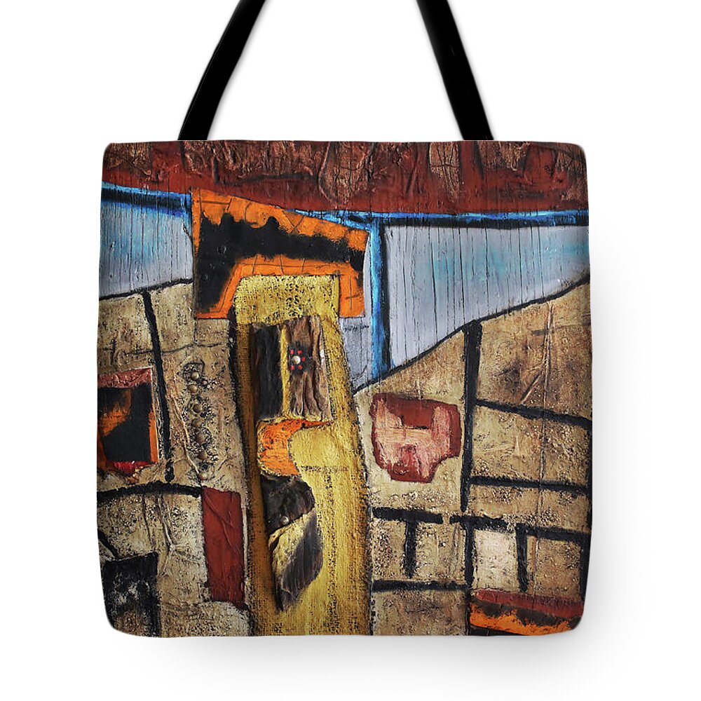African Art Tote Bag featuring the painting High Tower by Michael Nene