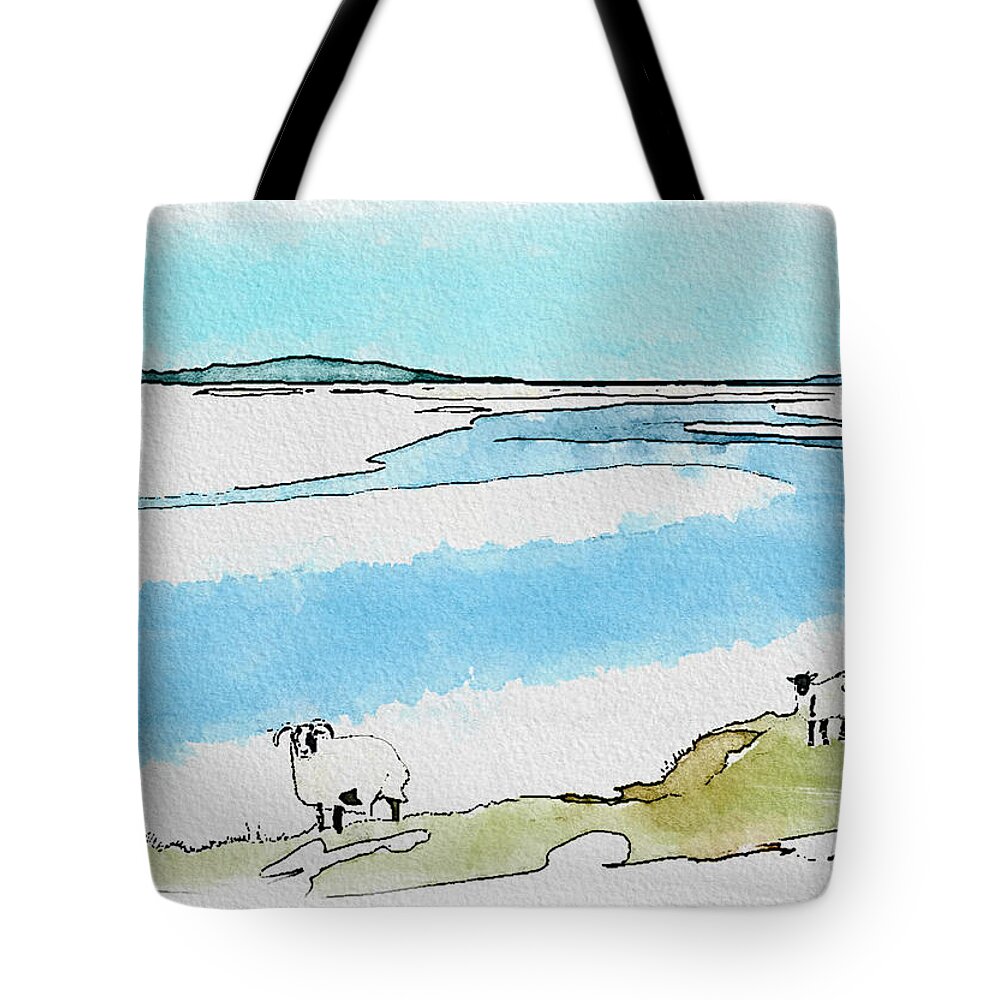 Scottish Tote Bag featuring the digital art Highland Sheep by John Mckenzie