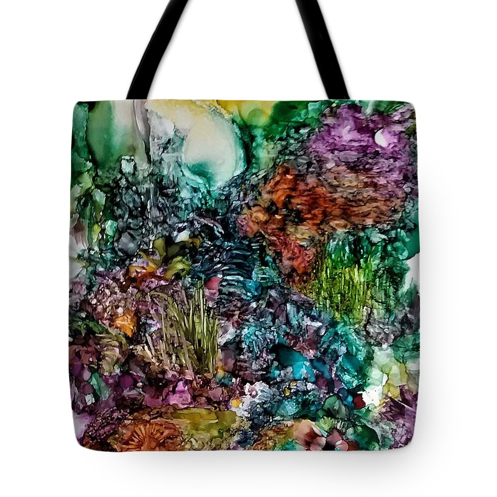 Bright Tote Bag featuring the painting Hiking in Praiano by Angela Marinari