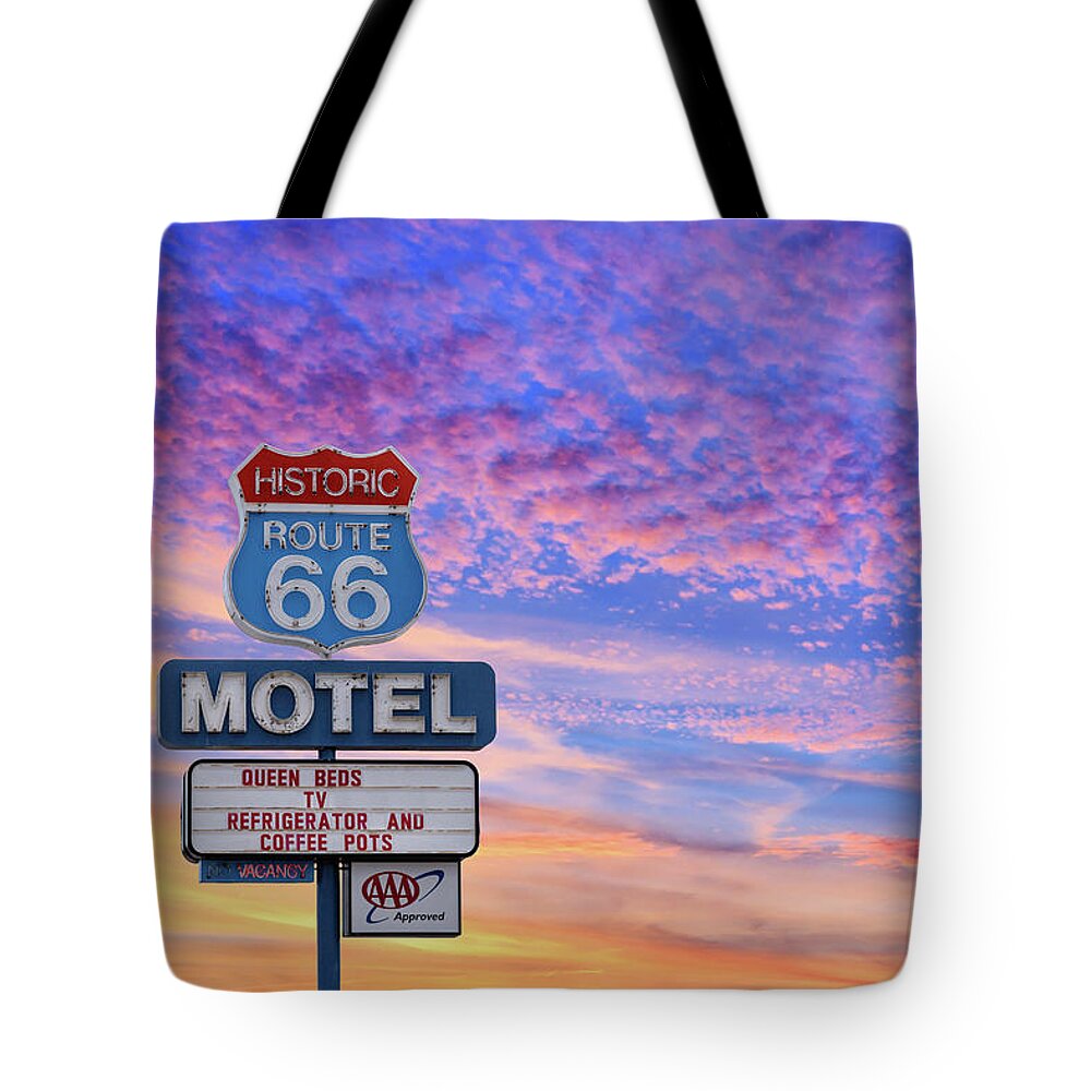 Historic Tote Bag featuring the photograph Historic Route 66 Motel by James Eddy