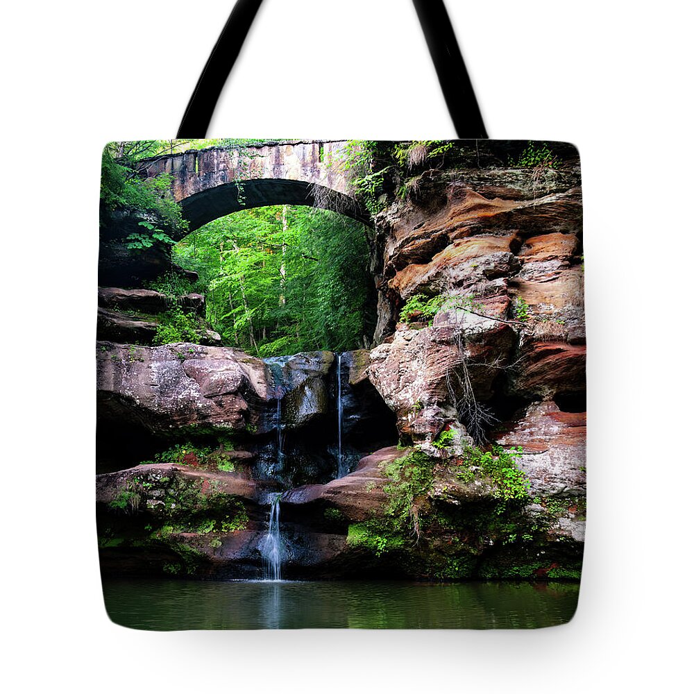 Waterfall Tote Bag featuring the photograph Hocking Hills Waterfall 1 by Flees Photos
