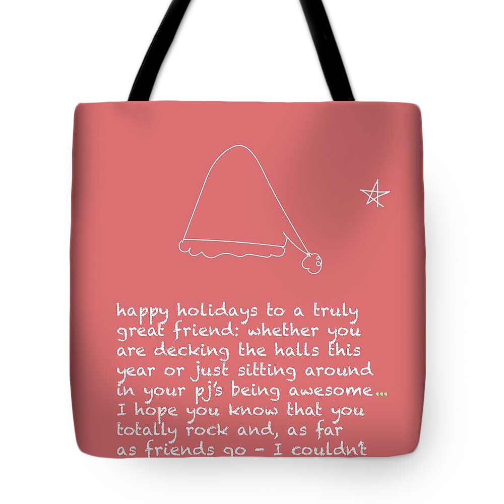 Holiday Tote Bag featuring the digital art Holiday Friendship by Ashley Rice