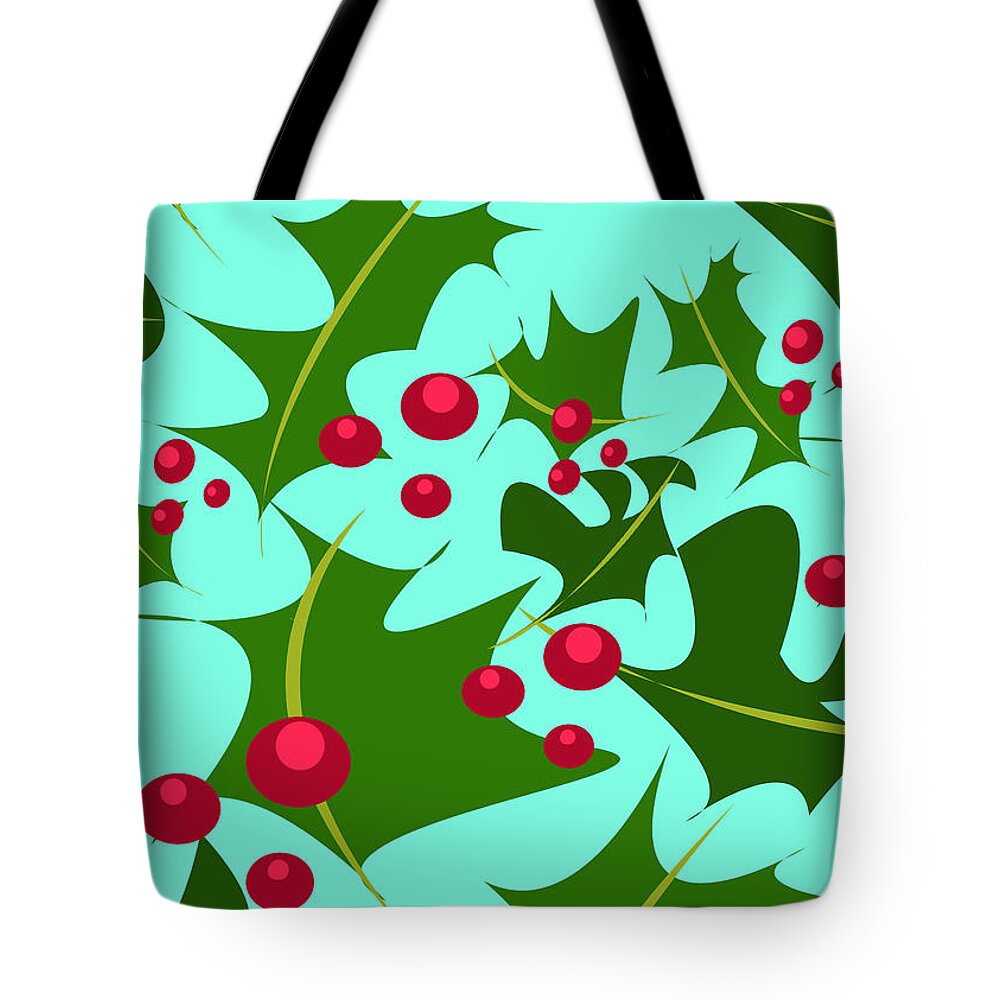 Christmas Tote Bag featuring the digital art Holly by Alan Bodner