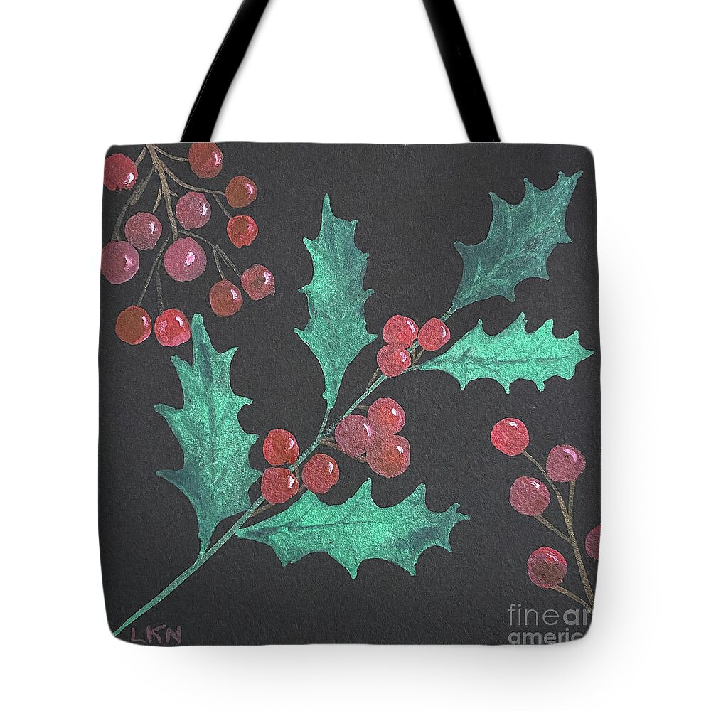 Holly Tote Bag featuring the painting Holly and Berries by Lisa Neuman