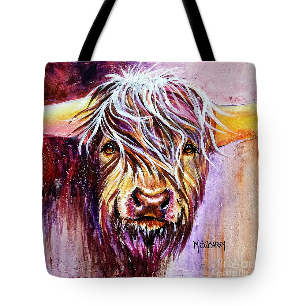 Cow Tote Bag featuring the painting Holy Cow by Maria Barry
