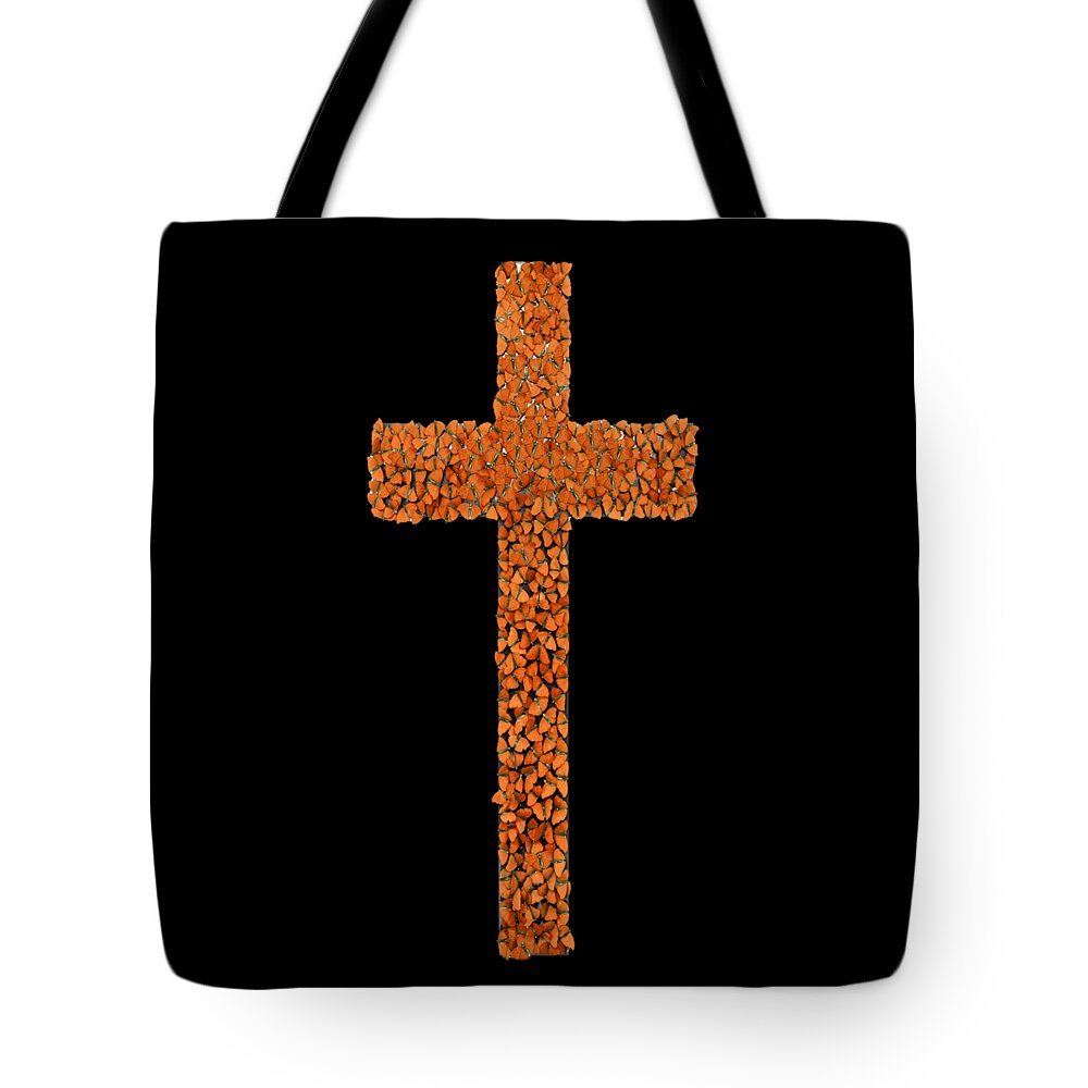  Tote Bag featuring the digital art Holy Cross in Orange by Scott Fulton