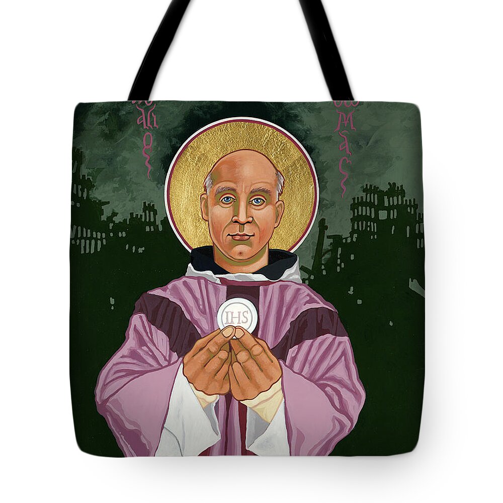 Holy Prophet Thomas Merton Tote Bag featuring the painting Holy Prophet Thomas Merton - Gaudete Christus est natus by William Hart McNichols
