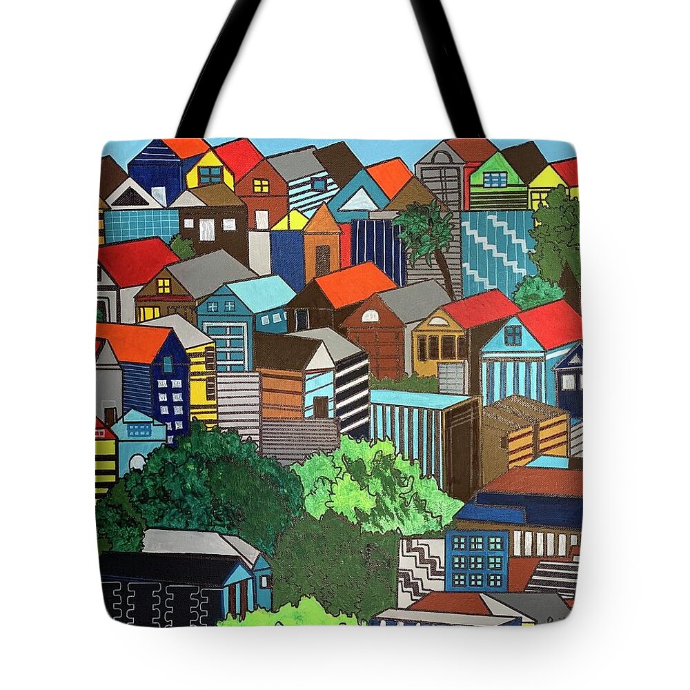 Cubism Tote Bag featuring the painting Home Sweet Home by Raji Musinipally