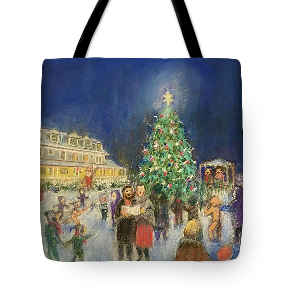 Holiday Tote Bag featuring the pastel Hometown Holidays by Terre Lefferts