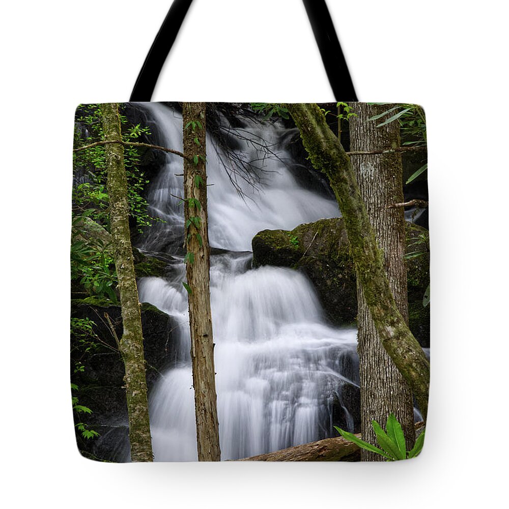 Honey Cove Falls Tote Bag featuring the photograph Honey Cove Falls 4 by Phil Perkins
