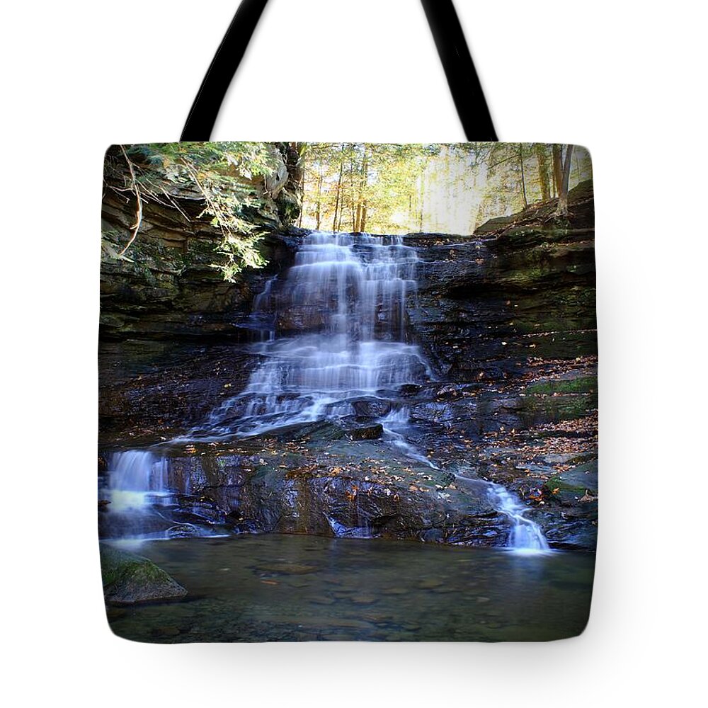 Nature Tote Bag featuring the photograph Honey Run Falls by Mary Walchuck