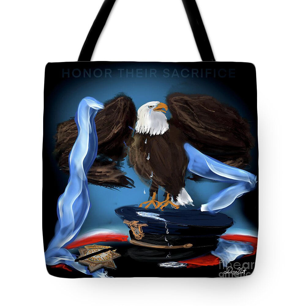 Police Tote Bag featuring the digital art Honor Their Sacrifice by Doug Gist