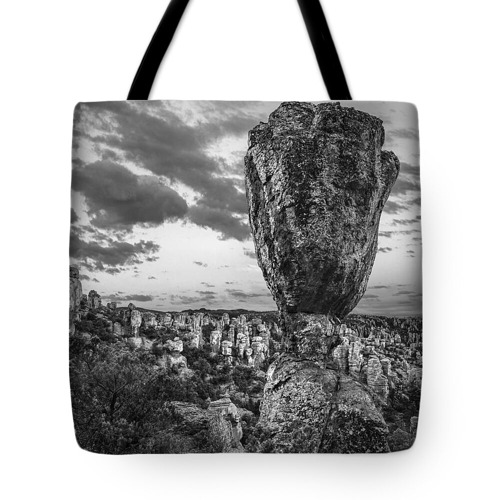 Rock Formation Sunset Clouds Sky Landscape And Scenic Autumn Fal Tote Bag featuring the photograph Hoodoos in the Grotto, Echo Canyon Trail, by Tim Fitzharris