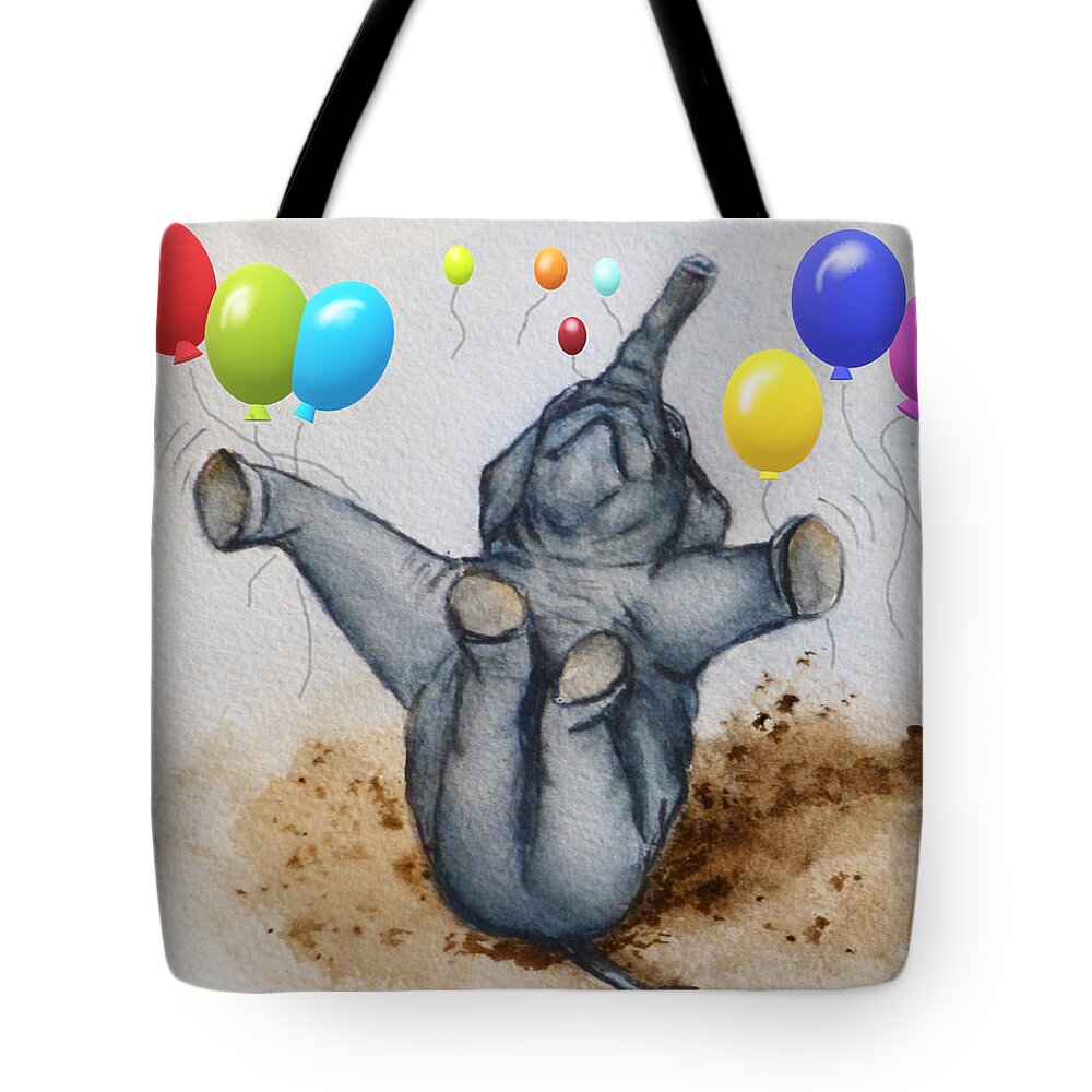 Hooray Tote Bag featuring the painting Hooray Elephant by Kelly Mills