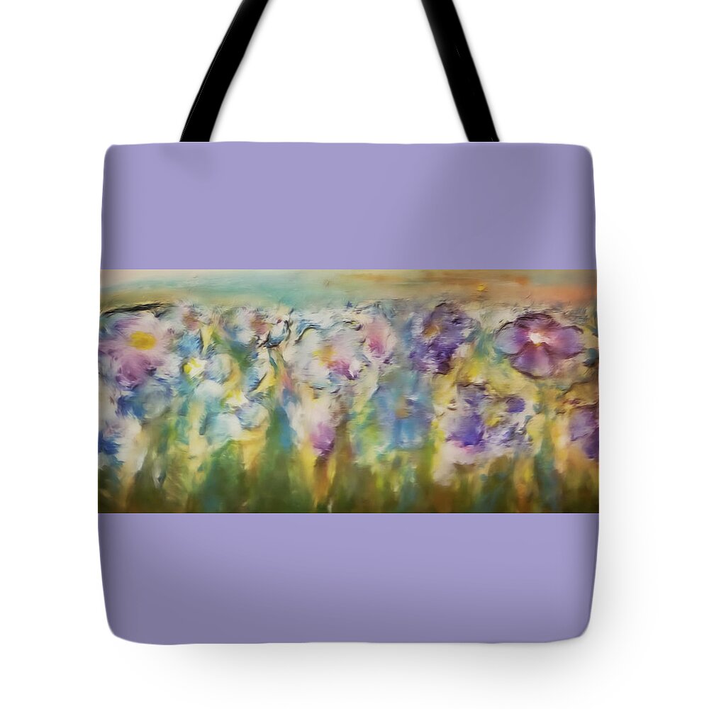 Flowers Tote Bag featuring the mixed media Hope on the Horizon by Elita Barnhart