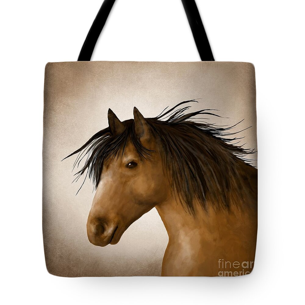 Horse Tote Bag featuring the digital art Horse 11 by Lucie Dumas