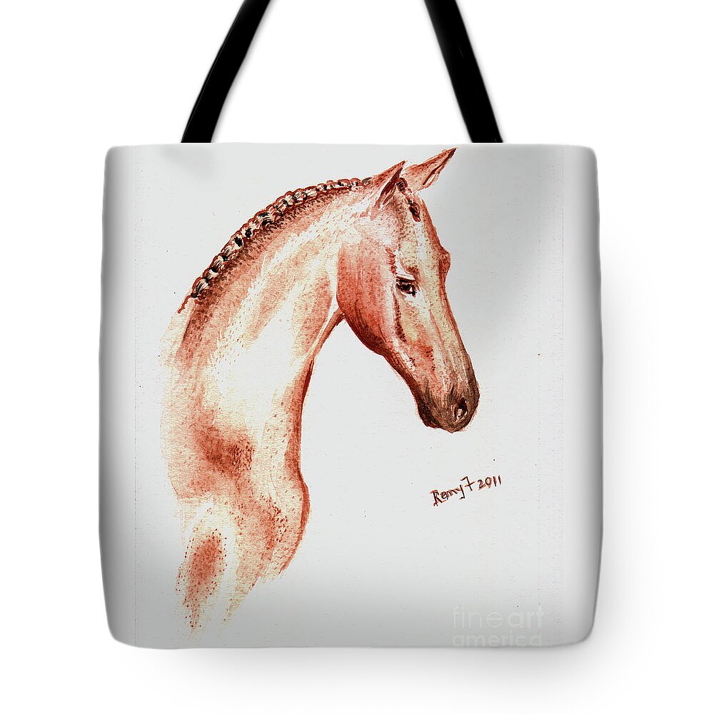 Horse Painting Tote Bag featuring the painting Horse as smooth as bronze by Remy Francis