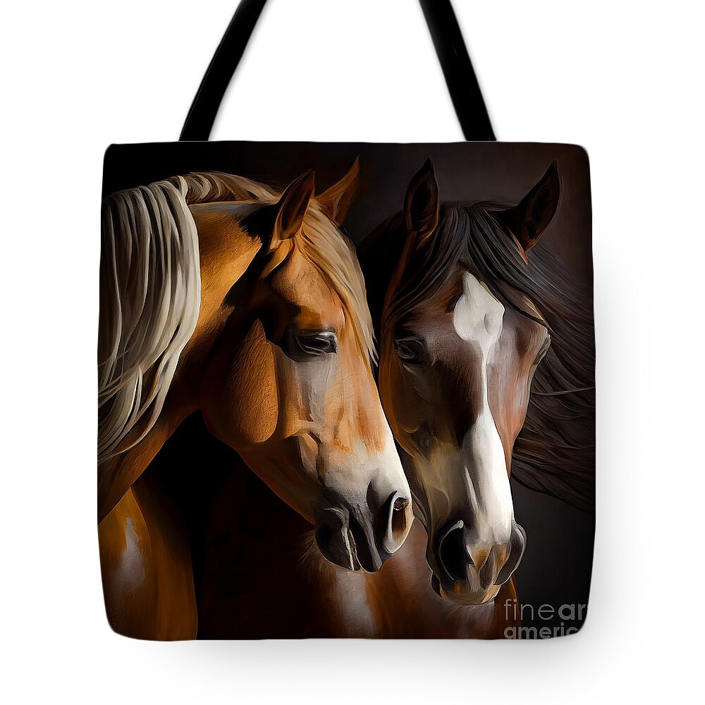 Horses Tote Bag featuring the digital art Horse Design Series 1207-a by Carlos Diaz