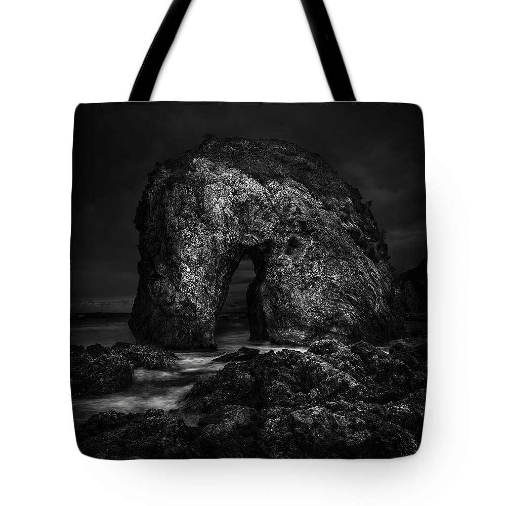 Monochrome Tote Bag featuring the photograph Horse Head Rock by Grant Galbraith